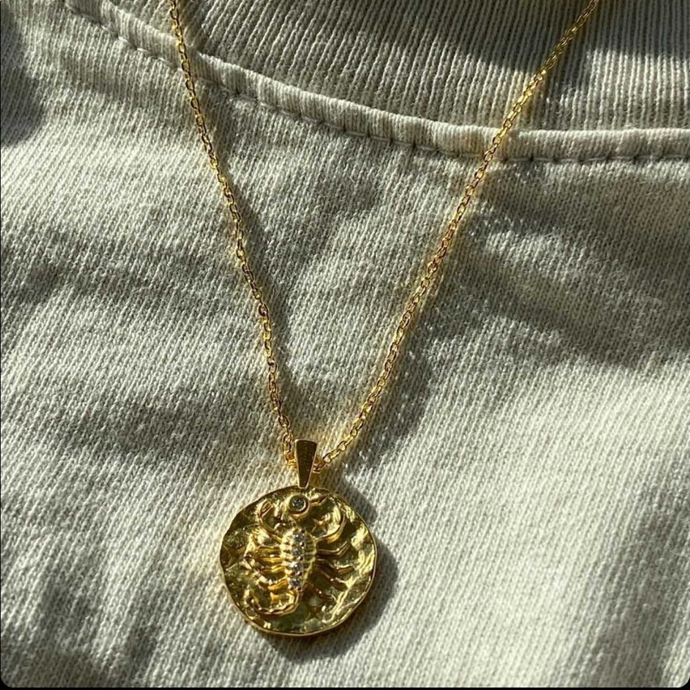 Catbird brass Scorpio necklace with zirconias